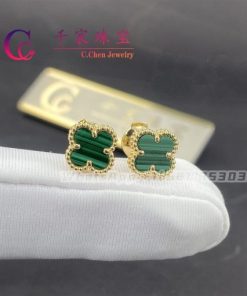 Van Cleef Arpels Sweet Alhambra Earstuds Yellow Gold Malachite