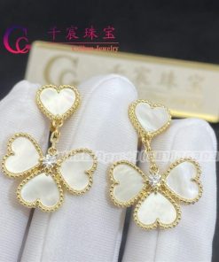 Van Cleef & Arpels Sweet Alhambra Effeuillage Earrings Mother-Of-Pearl VCARN5PQ00