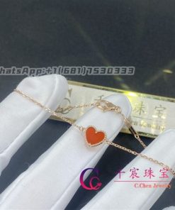Van Cleef & Arpels Sweet Alhambra Heart Bracelet Rose Gold And Carnelian VCARN59L00