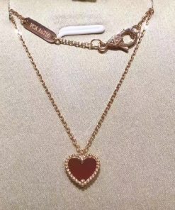 Van Cleef Arpels Sweet Alhambra Heart Pendant Rose Gold Carnelian VCARN59N00