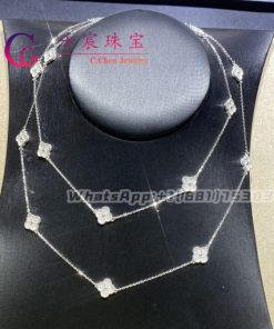 Van Cleef Arpels Sweet Alhambra Long Necklace, 16 Motifs White Gold, Diamond VCARO85A00