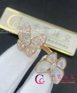 Van Cleef & Arpels Two Butterfly Between the Finger Ring Mother-of-pearl VCARO7AL00