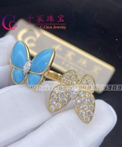 Van Cleef & Arpels Two Butterfly Between The Finger Ring Turquoise VCARP7UZ00