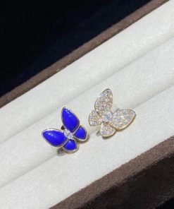 Van Cleef & Arpels Two Butterfly Earrings Lapis Lazuli And Diamond VCARP3DO00