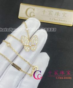 Van Cleef & Arpels Two Butterfly Pendant Yellow Gold Diamond VCARP3DP00
