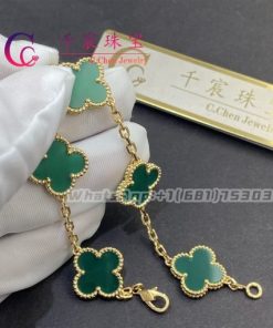 Van Cleef & Arpels Vintage Alhambra Bracelet 5 Motifs Grey Mother Of Pearl Yellow Gold