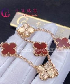 Van Cleef & Arpels Vintage Alhambra Bracelet 5 Motifs Rose Gold And Mother-of-pearl