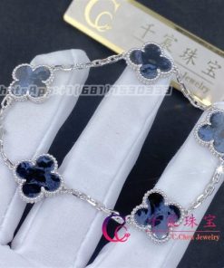 Van Cleef & Arpels Vintage Alhambra Bracelet 5 Motifs White Gold Chalcedony VCARD34700