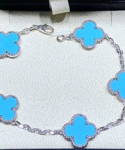 Van Cleef & Arpels Vintage Alhambra Bracelet 5 Motifs White Gold Diamond Onyx VCARP2R900