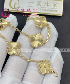 Van Cleef & Arpels Vintage Alhambra Bracelet 5 Motifs Yellow Gold Blue Agate VCARP34900