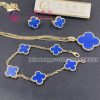 Van Cleef & Arpels Vintage Alhambra Bracelet 5 Motifs Yellow Gold Lapis Lazuli
