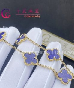 Van Cleef & Arpels Vintage Alhambra Bracelet 5 Motifs Yellow Gold Tiger Eye VCARD35600