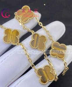 Van Cleef & Arpels Vintage Alhambra Bracelet 5 Motif Yellow Gold Coral Bracelet