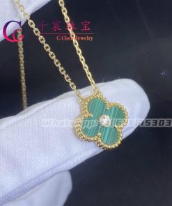 Van Cleef & Arpels Vintage Alhambra Diamond Malachite Limited Edition Necklace