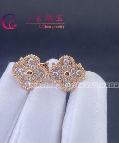 Van Cleef & Arpels Vintage Alhambra Earrings White Gold And Chalcedony