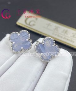 Van Cleef & Arpels Vintage Alhambra Earrings White Gold And Diamond VCARA44600