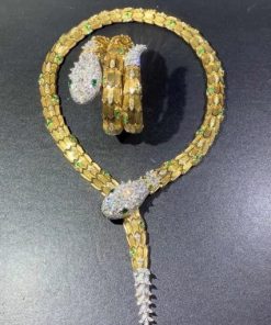 Bulgari Diamond and Emerald Eyes Serpenti Necklace
