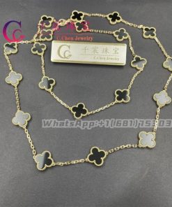 Van Cleef & Arpels Vintage Alhambra Long Necklace 20 Motifs Onyx VCARA43100