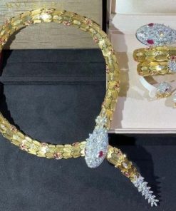 Bulgari Diamond Ruby Gold Serpenti Necklace