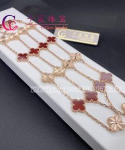 Van Cleef Arpels Vintage Alhambra Long Necklace 20 Motifs Rose gold, Carnelian VCARP7RO00