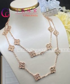 Van Cleef & Arpels Vintage Alhambra Long Necklace 20 Motifs Rose Gold VCARN9T000