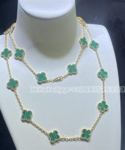 Van Cleef & Arpels Vintage Alhambra Long Necklace, 20 Motifs Yellow Gold Malachite VCARL88100