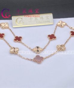 Van Cleef & Arpels Vintage Alhambra Necklace 10 Motifs guilloch?? rose gold And Carnelian