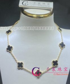 Van Cleef & Arpels Vintage Alhambra Necklace 10 Motifs Onyx VCARA42700