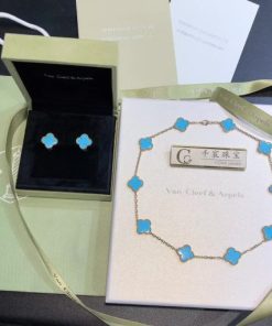 Van Cleef & Arpels Vintage Alhambra Necklace 10 Motifs Turquoise VCARA42600