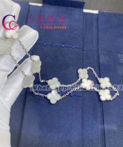 Van Cleef Arpels Vintage Alhambra Necklace 10 Motifs White Gold Mother-of-pearl VCARF48500