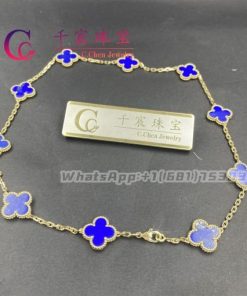 Van Cleef & Arpels Vintage Alhambra Necklace 10 Motifs Yellow Gold lapis lazuli