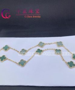 Van Cleef & Arpels Vintage Alhambra Necklace 10 Motifs Yellow Gold Malachite VCARO3QJ00