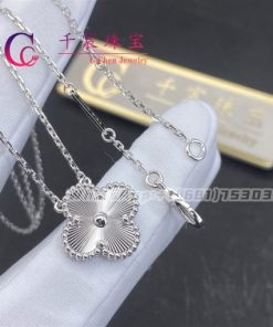 Van Cleef & Arpels Vintage Alhambra Pendant Guilloch?? Rhodium Plated White Gold VCARP9XG00