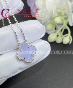 Van Cleef & Arpels Vintage Alhambra Pendant White Gold Chalcedony VCARD34900