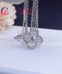 Van Cleef & Arpels Vintage Alhambra Pendant White Gold Diamond VCARP6L800