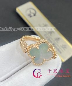 Van Cleef & Arpels Vintage Alhambra Reversible Ring Rose Gold Mother-Of-Pearl and Diamond
