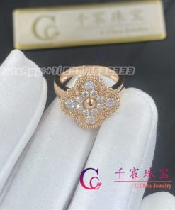 Van Cleef & Arpels Vintage Alhambra ring rose gold, Diamond VCARP2R400
