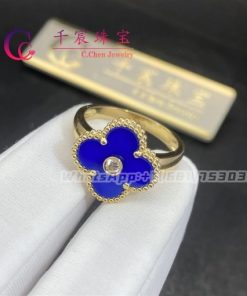 Van Cleef & Arpels Vintage Alhambra Ring Yellow Gold Diamond And Agate