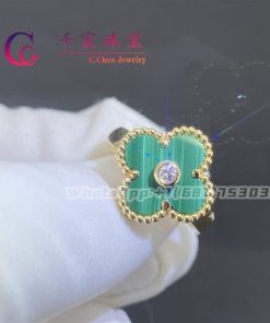 Van Cleef & Arpels Vintage Alhambra Ring Yellow Gold Malachite VCARO3QM00