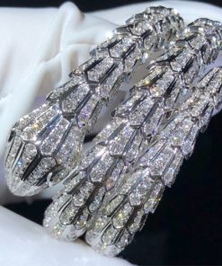 Bulgari Serpenti Bracelet White Gold And Full Pave Diamond Bangle