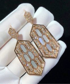 Bulgari Serpenti Earring Rose Gold White Mother-Of-Pearl And Diamond High Jewelry