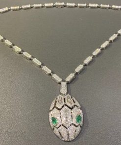 Bulgari Serpenti necklace Diamond & emerald eyes