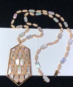 Bulgari Serpenti necklace pink gold and white mother-of-pearl high jewelry