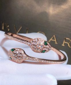 Bulgari Serpenti Rose Gold Bracelet Set With Emerald Eyes