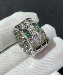 Bulgari Serpenti Seduttori Diamond And Emeralds Ring