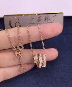 Bulgari Serpenti Viper Pendant Necklace Rose Gold Set With Pav?? Diamonds 357795
