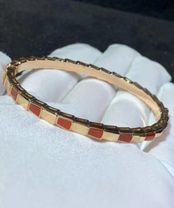 Bulgari Serpenti Viper Rose Gold Bracelet Set With Carnelian BR858338