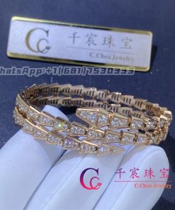 Bulgari Serpenti Viper Two-Coil Bracelet Rose Gold And Set With Pav?? Diamonds Bracelet 357272