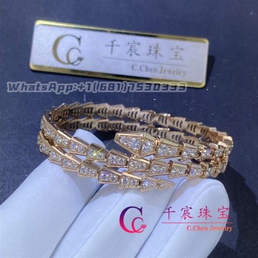 Bulgari Serpenti Viper Two-Coil Bracelet Rose Gold And Set With Pav?? Diamonds Bracelet 357272