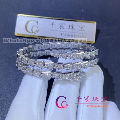 Bulgari Serpenti Viper Two-Coil Bracelet White Gold And Set With Pav?? Diamonds Bracelet 357273